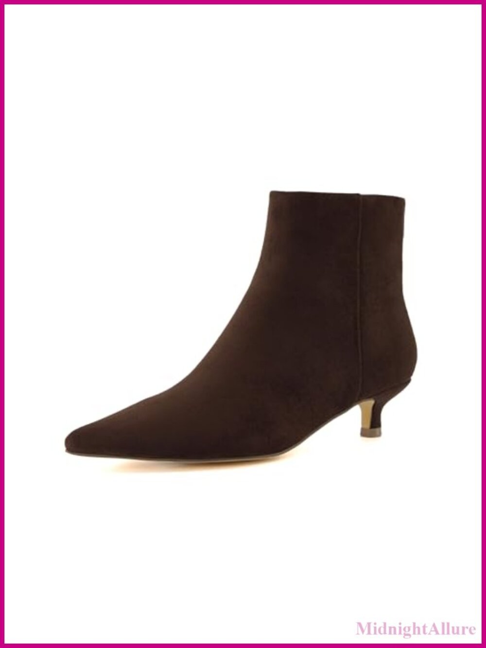 Pointed Toe Kitten Heel Ankle Booties Vegan Leather Wide Width